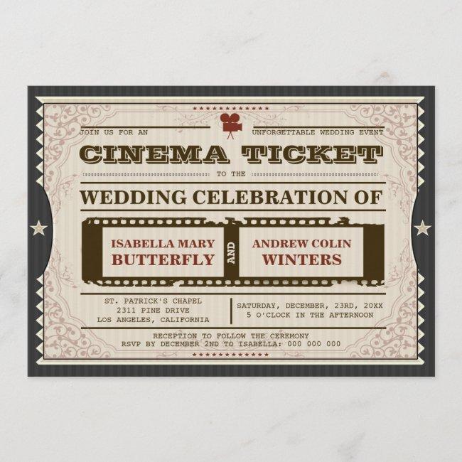 Cinema Ticket - Wedding  On Grey