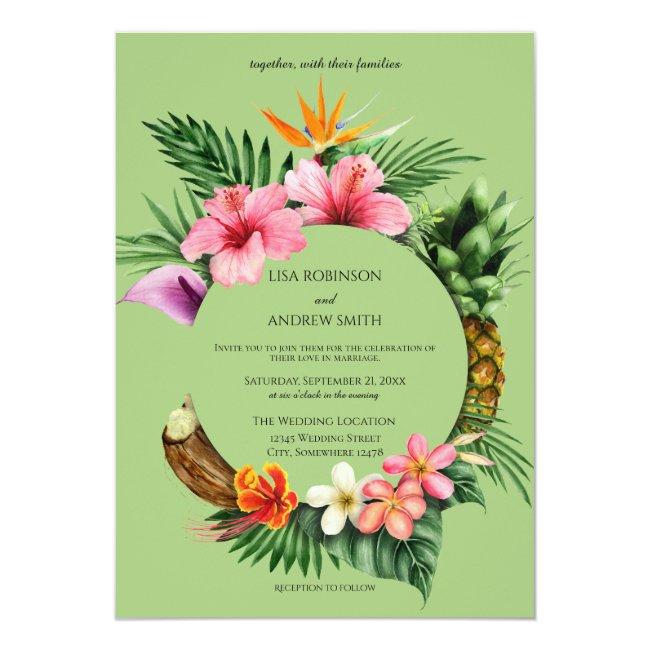Circular Tropical Hawaiian Floral Wedding- Green