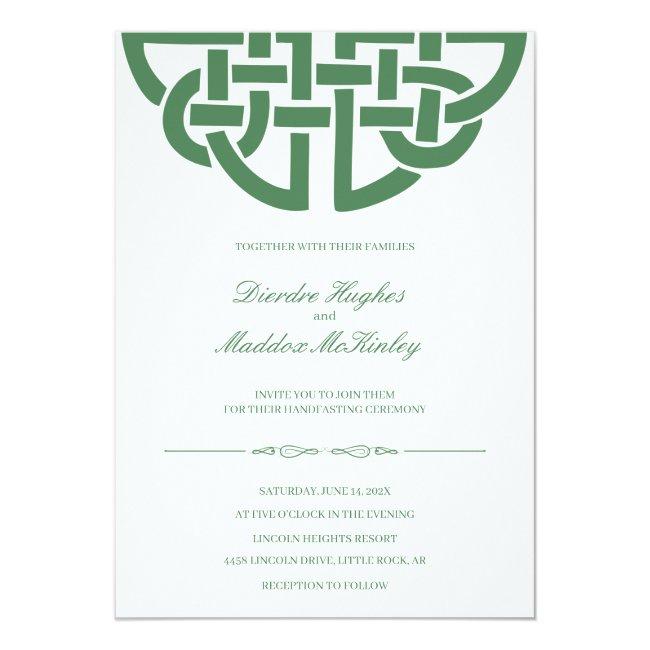 Classic Celtic Knot Green & White Handfasting