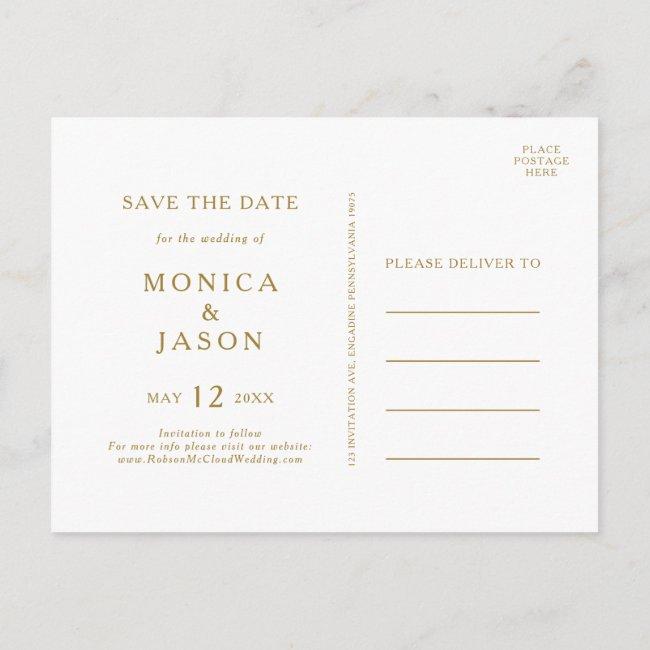 Classic Minimalist Gold Save The Date Post
