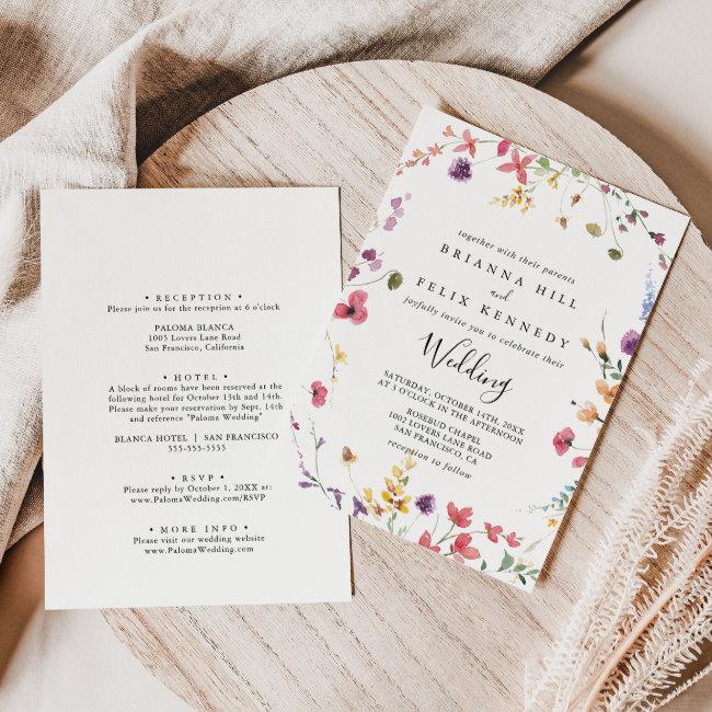 Classic Wild Colorful Floral Front & Back Wedding