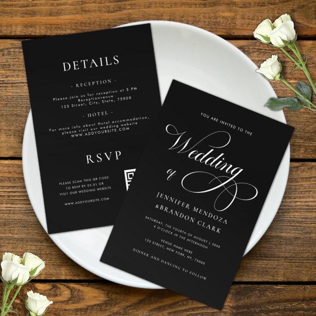 Classy Chic Calligraphy Black All In One Wedding