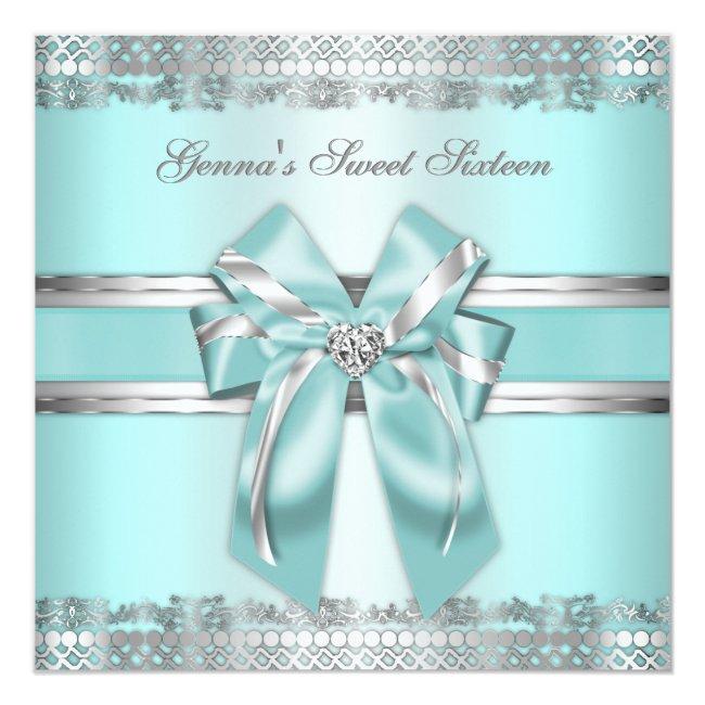 Classy Teal And Silver Invite