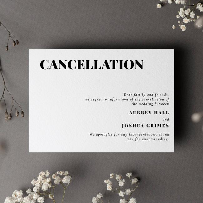 Clean Minimal Wedding Cancellation