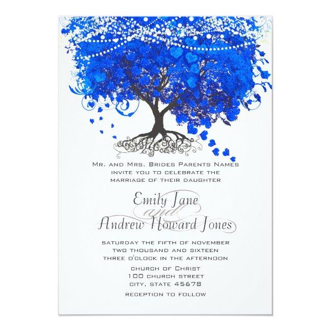 Cobalt Blue Heart Leaf Tree Wedding