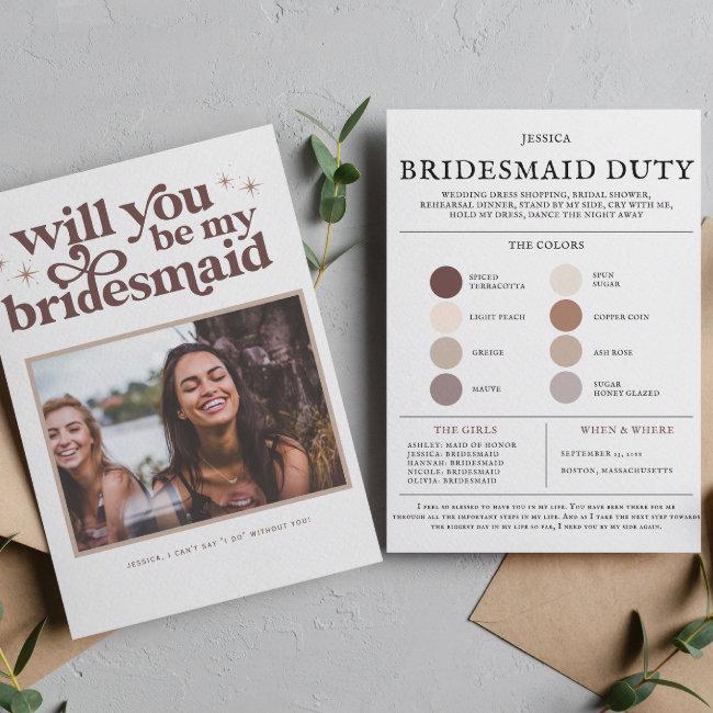 Color Palette Will You Be My Bridesmaid Proposal Note