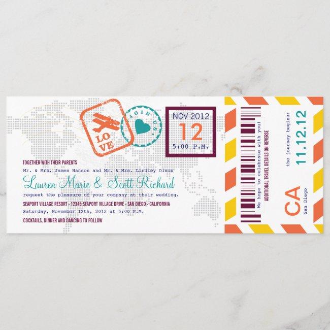 Colorful Boarding Pass Airmail Ticket