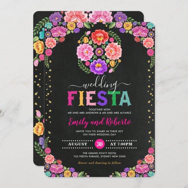Colorful Floral Fiesta Mexican Chalkboard Wedding