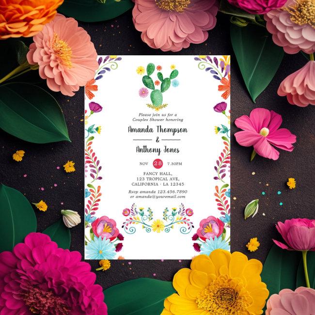 Colorful Watercolor Floral Fiesta Couples Shower