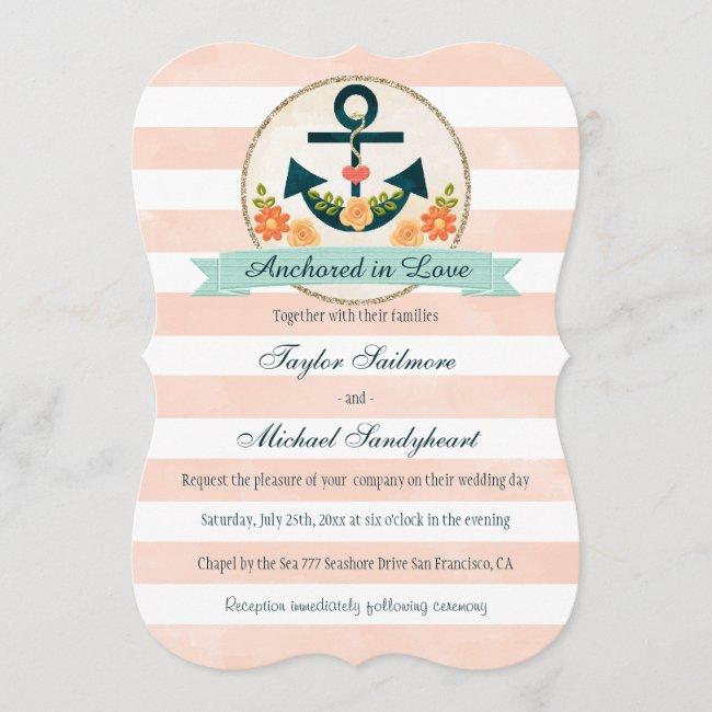 Coral And Navy Nautical Wedding