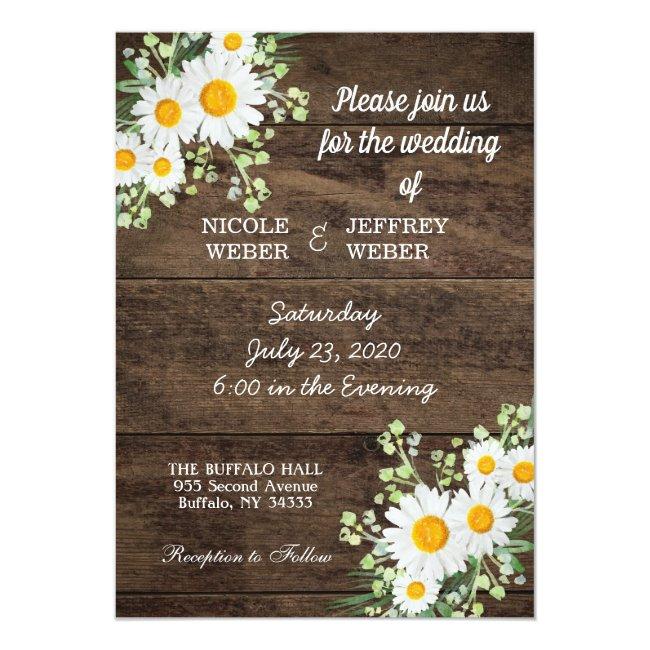 Country Daisy Spring Rustic Flower Wedding Invite