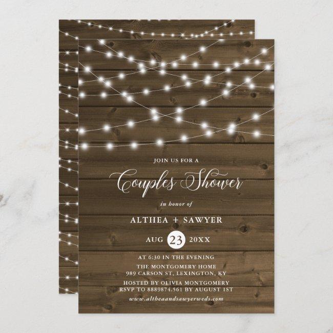 Country Rustic String Lights Couples Shower Invite
