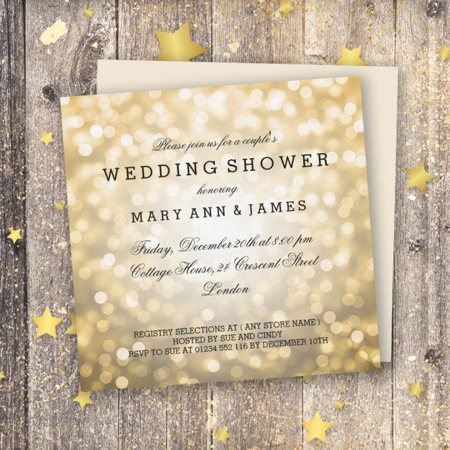 Couple's Wedding Shower Gold Glitter Lights