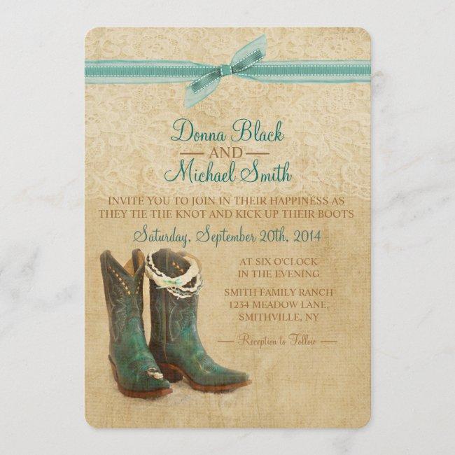 Cowboy Boots And Lace Wedding