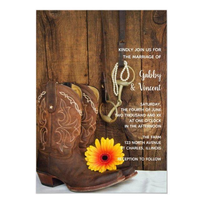 Cowboy Boots Daisy Horse Bit Western Barn Wedding
