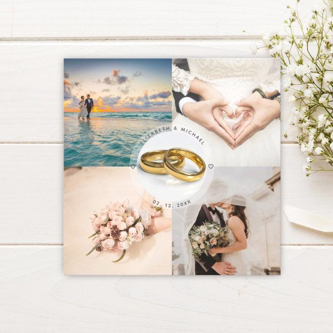 Create Your Own Newlyweds Wedding Photo Collage Magnetic