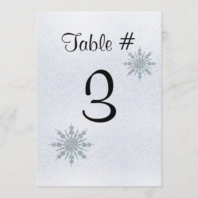 Crystal Snowflakes Winter Wedding Table Number