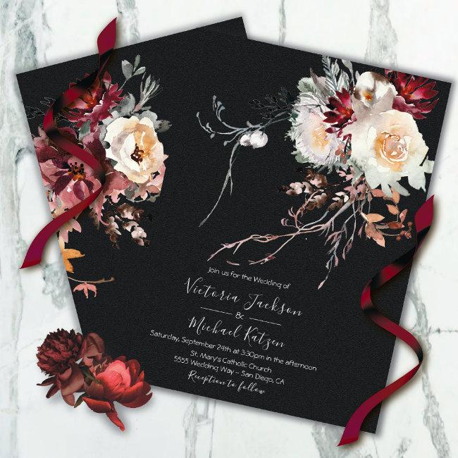 Dark And Moody Winter Floral Wedding