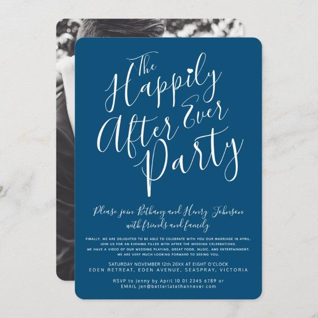 Dark Blue White Happily Ever After Wedding Party