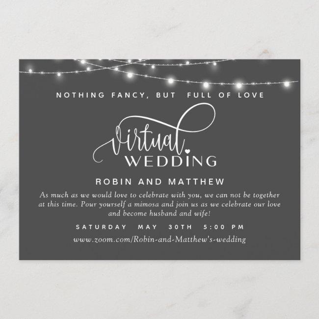 Deep Gray, String Lights, Online Virtual Wedding