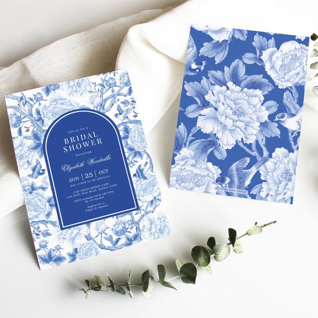 Delft Blue White Chinoiserie Floral Baby Shower