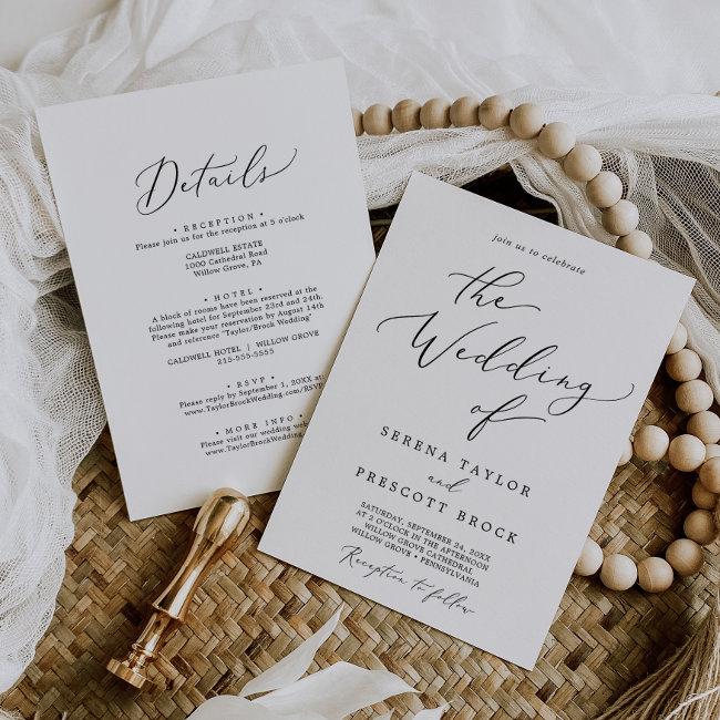 Delicate Black Calligraphy Front And Back Wedding