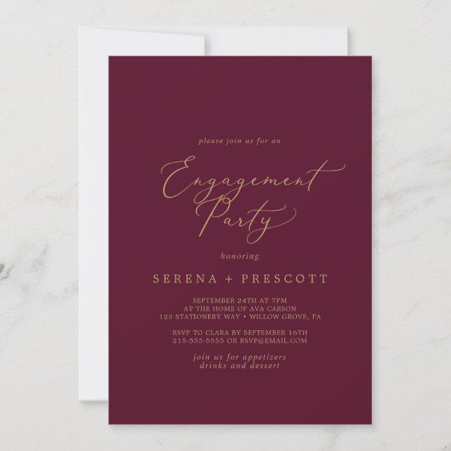 Delicate Gold And Burgundy Engagement Party