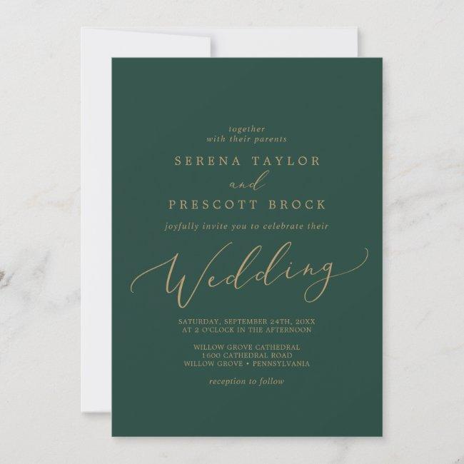 Delicate Gold Calligraphy | Green Wedding