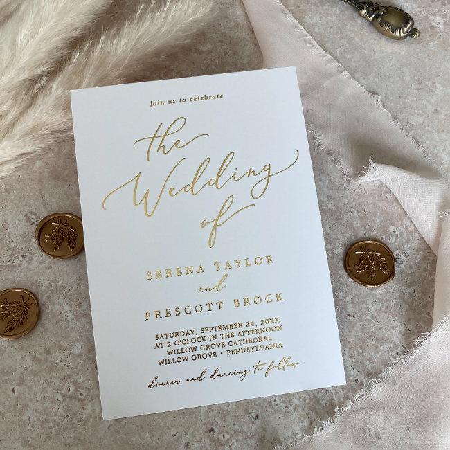 Delicate Gold Foil Calligraphy The Wedding Of Foil