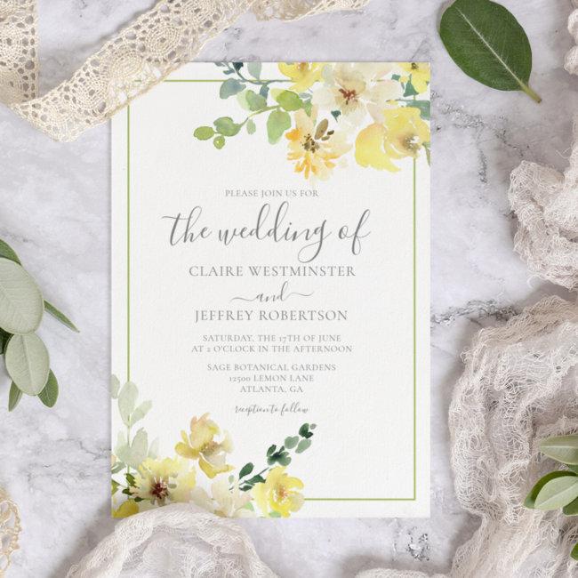 Delicate Yellow Floral Sage Green Summer Wedding