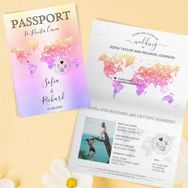 Destination Wedding Passport World Map Adventure