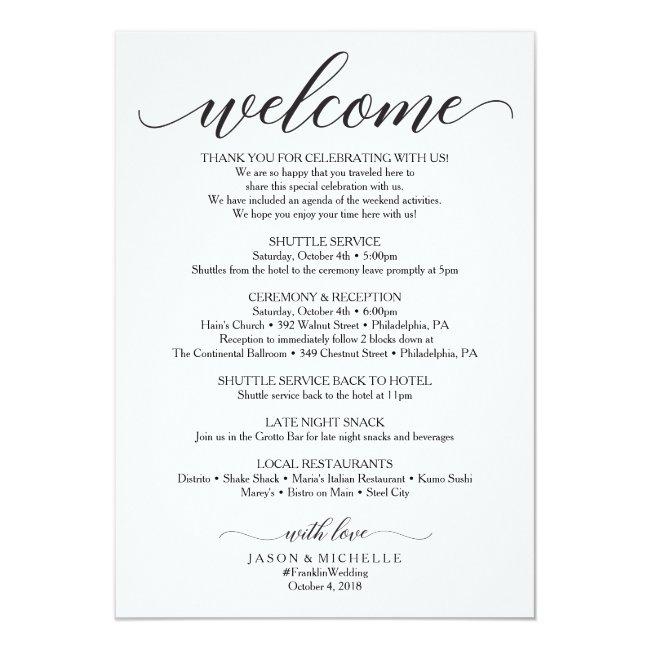Double Sided Wedding Itinerary - Wedding Welcome