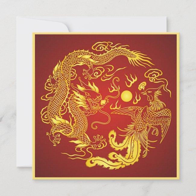 Dragon Phoenix Red Gold Chinese Wedding