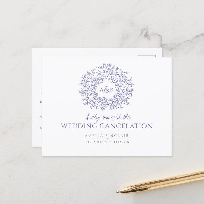 Drawn Leaf Monogram Wedding Cancelation Announcement Post