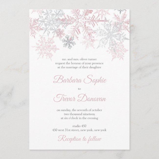 Dusty Pink & Silver Snowflakes Winter Wedding