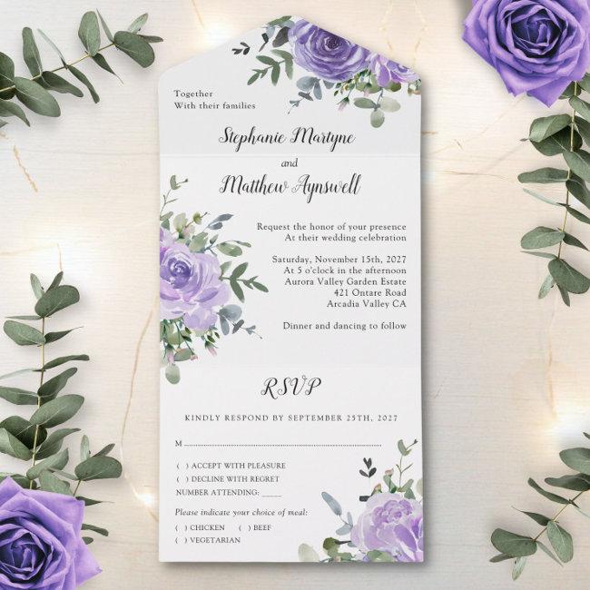 Dusty Purple Rose Eucalyptus Botanical Wedding All In One