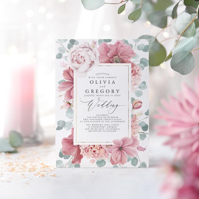 Dusty Rose Flowers And Greenery Elegant Wedding