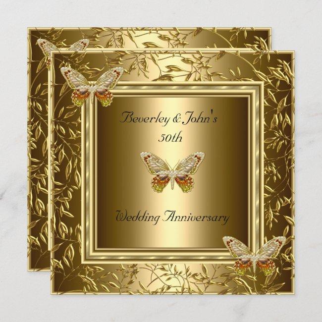 Elegant 50th Wedding Anniversary Gold Butterfly