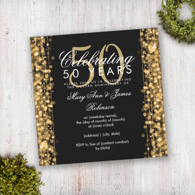 Elegant 50th Wedding Anniversary Sparkles Gold