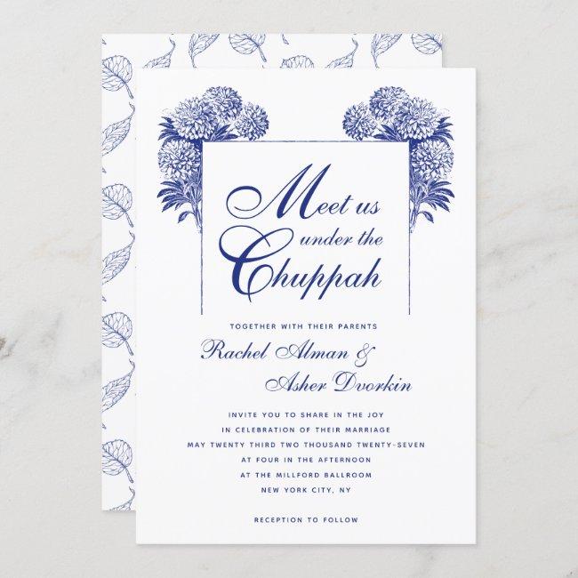 Elegant Blue Chuppah Vintage Floral Jewish Wedding