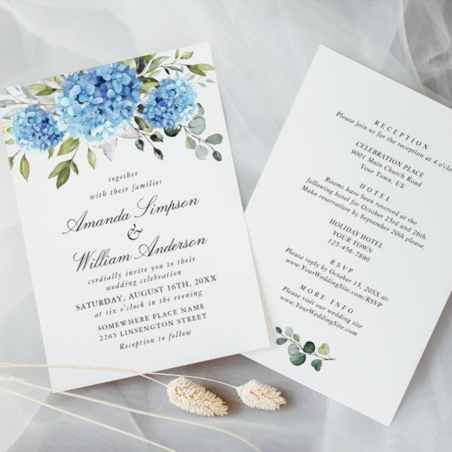 Elegant Blue Hydrangea Floral Wedding All In One