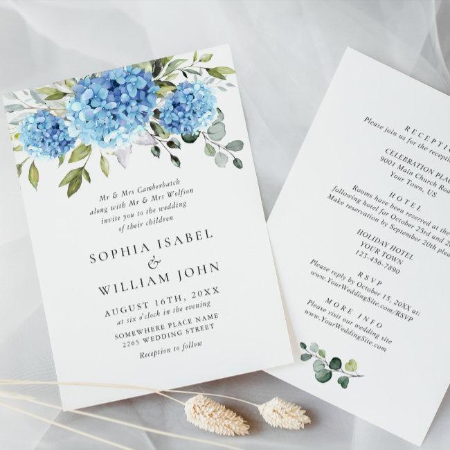 Elegant Blue Hydrangea Floral Wedding All In One