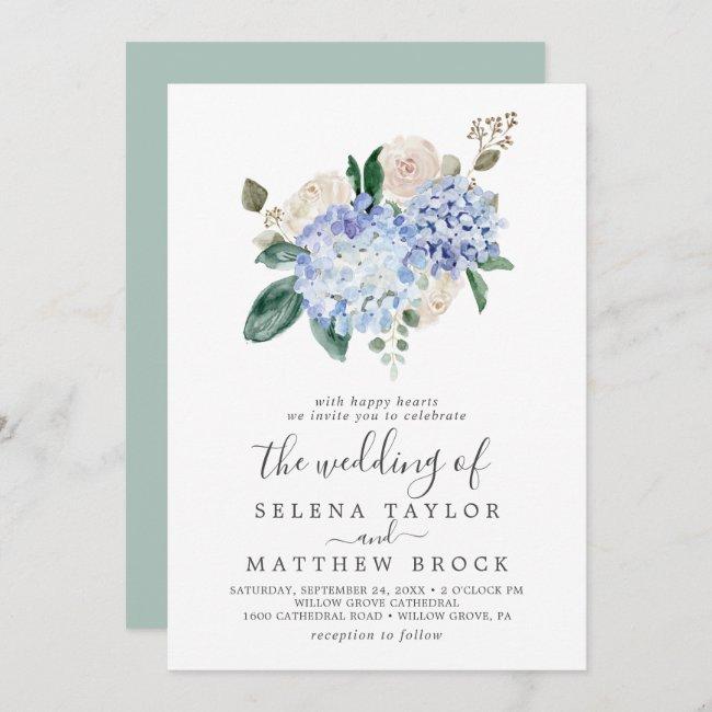 Elegant Blue Hydrangea | White All In One Wedding