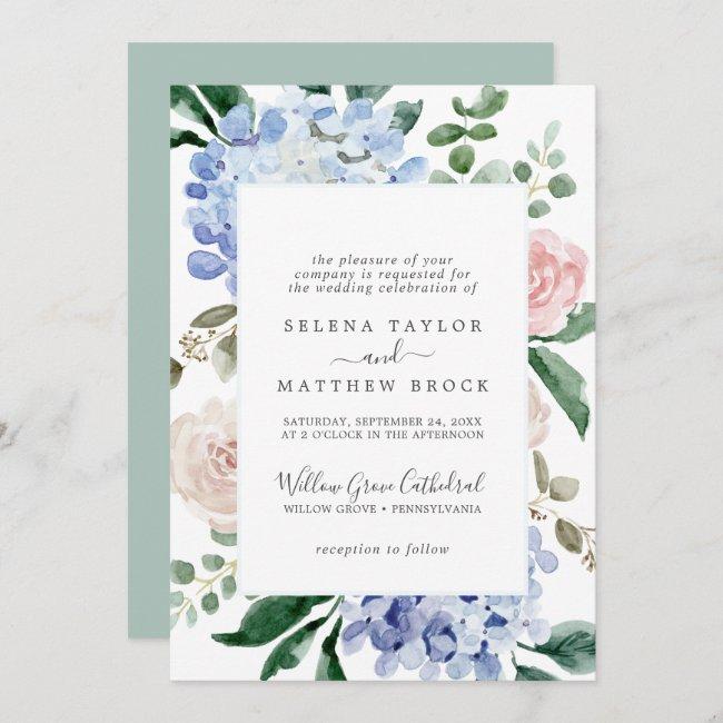 Elegant Blue Hydrangea | White Formal Wedding