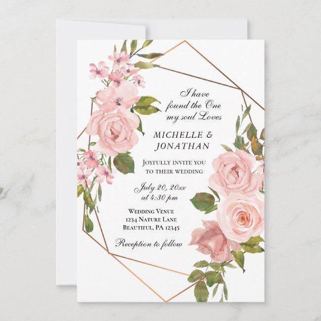 Elegant Blush Pink Roses Floral Christian Wedding