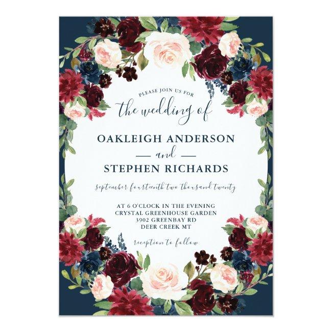 Elegant Burgundy And Navy Floral Wedding