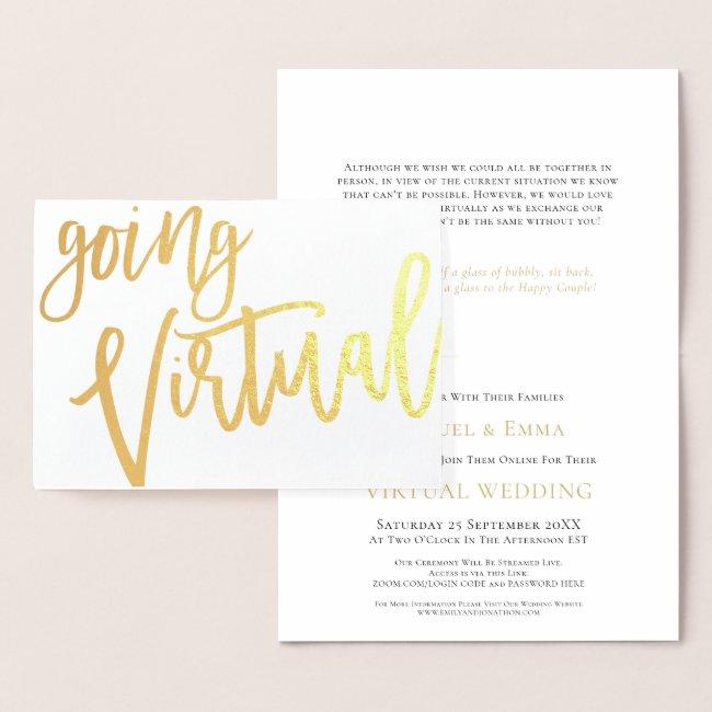 Elegant Calligraphy Going Virtual Wedding Gold Foil