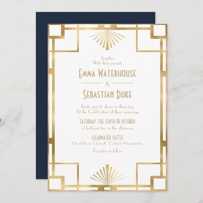 Elegant Chic Great Gatsby Art Deco Wedding Invita