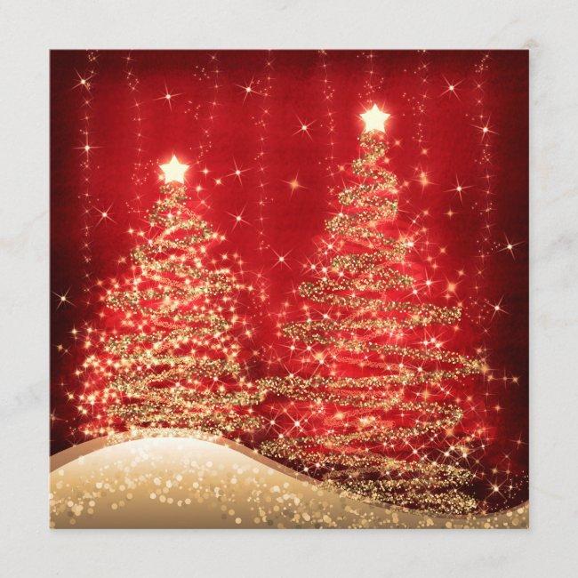 Elegant Christmas Party Sparkling Trees Red
