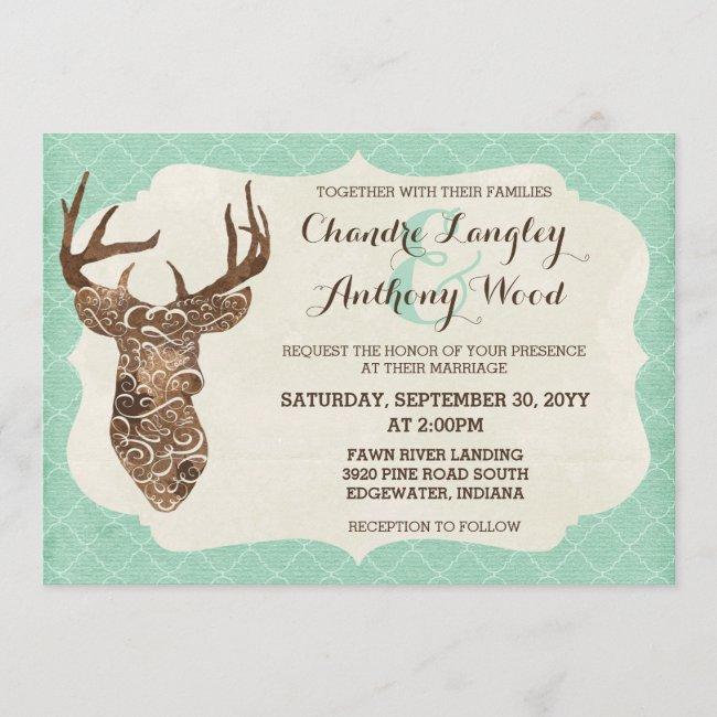 Elegant Deer Antlers Rustic Country Wedding
